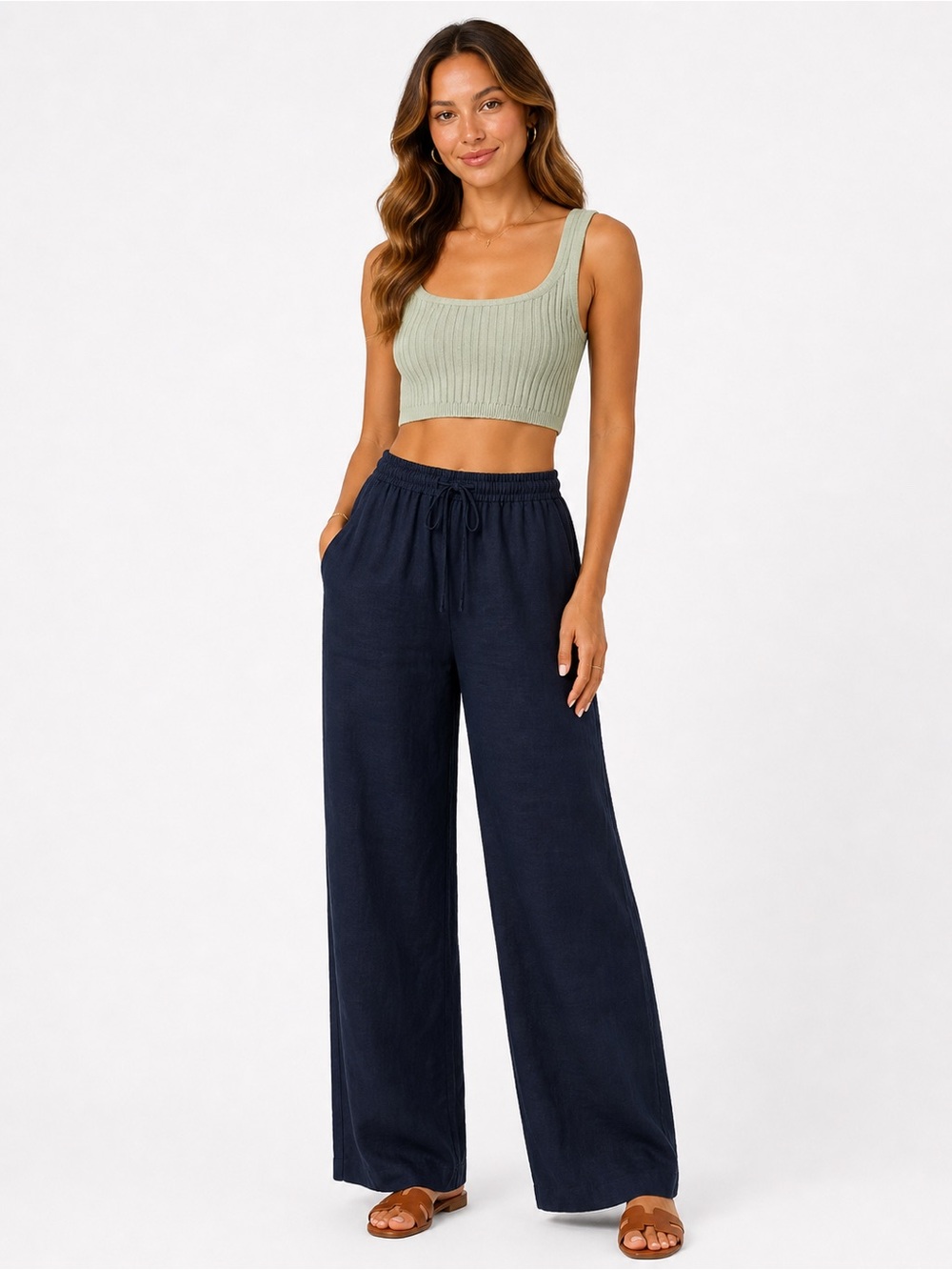 Wilfred Pastel Green Ribbed Crop Top